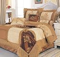 New Queen Luxury Satin Embroidery Patchwork 7-Piece Room in a Bag