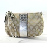 Coach Julia Op Art Large Wristlet Pale Khaki Gold