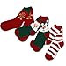 Little Kids Christmas Holiday Slipper Fuzzy Crew Socks 3-Pairs Silly Santa Face, Gingerbread Man, Red Stripes (9-10 Years)