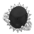 14K White Gold Onyx and Diamond Ring