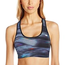Champion Women's Absolute Sports Bra with Smoothtec Band, Blurry Glitch/Black, X-Small
