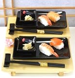 Sushi set charcoal black gloss finish for two