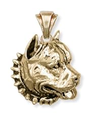 Solid Pit Bull Pendant 14K Yellow Gold Vermeil Pitbull