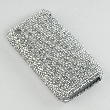 Premium Luxurious Designer Hard Crystal Snap-on Case for Apple iPhone 3G - 3GS 3G-S - Full Luxurious Silver Diamond Case