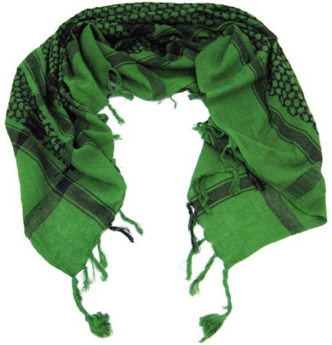 Kelly Green/Black Arab Keffiyeh Scarf Shemagh Keffiyah