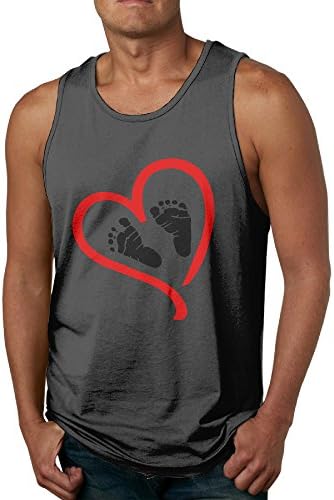 EVALY Men's Fashion Cute Baby Heart Feet Red Tank Top Black Size XXL