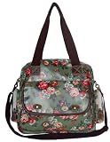 Vintage Green Print Laminate Saddle Crossbody Bag in Floral Print / handbag