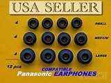 12 Black Silicon Replacement Earbuds for Panasonic Earphones ( Rp-hje50 Rp-hje70 Rp-hje200 Rp-hje300 Rp-hje550 Rp-hnj200 Rp-hnj300 Rp-hc30 )
