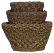 Natural Hand Woven Seagrass Round Baskets Lg=18"Dx10.5"H Set of 3
