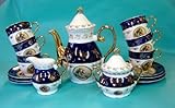Italian Design Fine Porcelain Cobalt Blue Tea/coffee Set 17 Pc Service for 6 -- Cups and Saucers, Pot, Sugar and Creamer Italian Design Fine Porcelain Cobalt Blue Tea/coffee Set 17 Pc Service for 6 -- Cups and Saucers, Pot, Sugar and Creamer