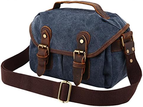 GFE Womens Vintage Satchel Canvas Cross Body Travel Bag Denim Blue