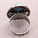 Yazilind Rimous Oval Turquoise Tibetan Silver Striking Simplicity Adjustable Ring