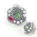 Large Burnished Silvertone Faux Pearl and Jewel Stretch Fashion Ring