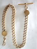 #71600001 Heavy Antique Gold Pocket Watch Chain with T-bar