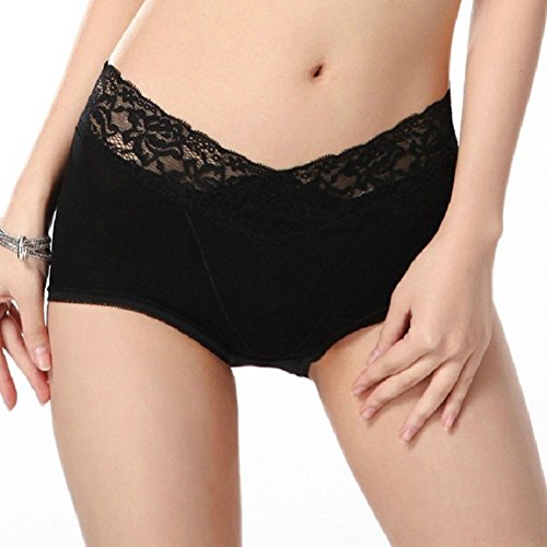 Ochine Women's Modal Mid Waist Sexy Lace Floral in Carry Buttock Briefs Underwear