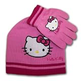 Sanrio Hello Kitty Girl's Beanie Knit Hat and Glove Set (3-6)