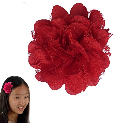 Peony Flower Hair Clip - Girl Wispy Clippy - Best NO Slip Barrette For Fine Hair(GD1-Red)