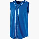 Wicking Mesh Sleeveless Button Front Baseball Jersey with Braid Trim (3X-Large) from Augusta Sportsw