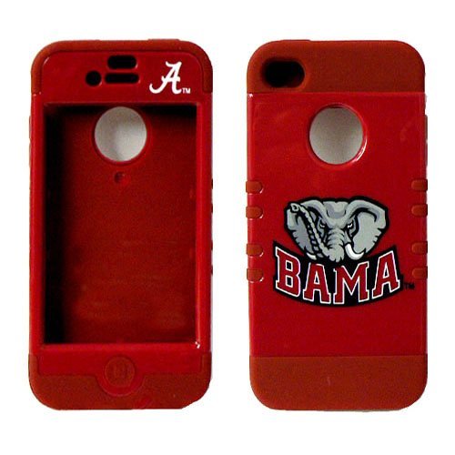 Alabama Crimson Tide NCAA Officially Licensed iPhone 4s, 4 Hybrid Cover. Silicone underneath with Hard shell on the outside. Comes with 2 Pack Precut Screen Guards. at Amazon.com