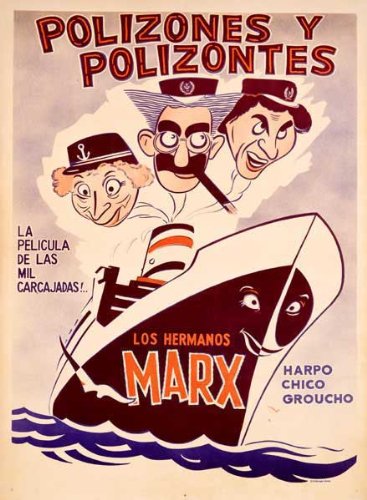 Marx Bros. Polizones Y Polizones by unknown. Size 16.50 X 22.50 Art Poster Print on Canvas