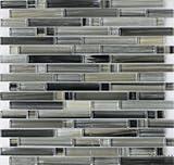 IMAGE OF Renaissance Glass Tile - Black Sea Random Bricks Black Handicraft Series Glossy Glass Tile