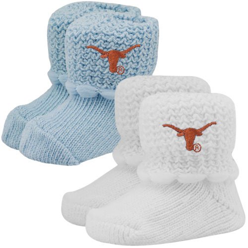 Texas Longhorns Infant Light Blue-White 2-Pack Non Kick-Off Booties (0-6 Months)