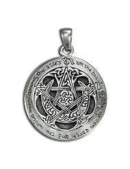 Sterling Silver Large Moon Pentacle Pentagram Pendant by Dryad Design