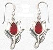 Solid Sterling Silver Tulip Red Cut Crystal Earrings