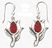 Solid Sterling Silver Tulip Red Cut Crystal Earrings