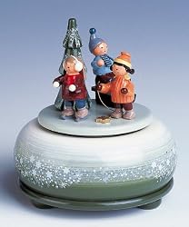 Small Music Box - Winter Sledding (5.5 inches)