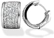 Sterling Silver Pave CZ Wide 5/8" Diameter Hoop Earrings