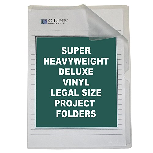 C-Line Deluxe Super Heavyweight Non-Glare Vinyl Project Folders, Legal Size, Clear, 50 per Box (62139)