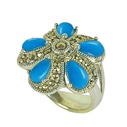 Sterling Silver Turquoise Gemstone Handmade Indian Jewelry US Size 9