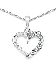 0.45 Carat Genuine Aquamarine Heart Shape 925 Sterling Silver Pendant