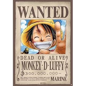 ONE PIECE - Poster Wanted Luffy (98x68) roul� film�