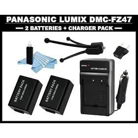 Digital Camera Accessory Pack for Panasonic LUMIX DMC-FZ47, FZ47K, FZ47P (x2 DMW-BMB9 Replacement lithium-ion battery pack + DMW-BMB9 Replacement Battery Charger + 6 Mini Tripod + Bonus Items)