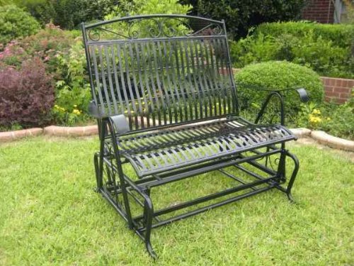 Mandalay Iron Porch KD Double Glider, Antique Black