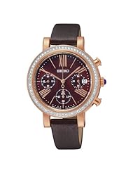 Seiko SRW018 35mm Rose Gold Case Brown Calfskin Hardlex (used for Seiko only) Womens Watch
