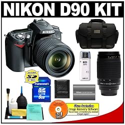 Nikon D90 Digital SLR Camera with 18-105mm AF-S DX VR Nikkor Lens [Outfit] + Nikon 70-300mm Lens + 8GB Cameta Bonus Accessory Kit