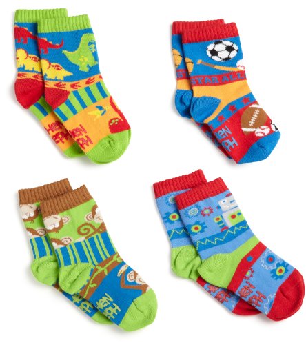 Stephen Joseph Boys 2-7 Toddler Socks - Dino Robot Sports Monkey - Small
