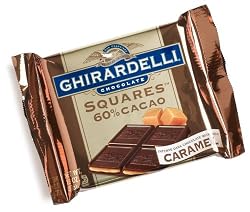 Ghirardelli Chocolate Squares, 60% Cacao Dark with Caramel, 1.3-Ounce Squares (Pack of 18)