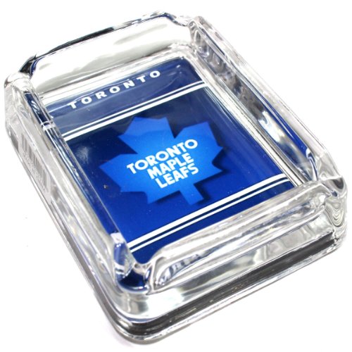 See Toronto Maple Leafs Glass Ashtray - Dimensions 3 Inch x 4 Inch - Simulated Black Velvet Botton