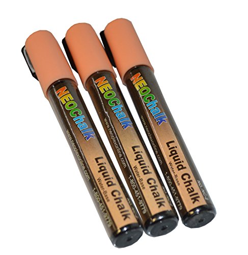 NEOPlex NeoChalk Liquid Chalk Marker Chisel Tip - Peach (Earth Tone) - Set of 3 Markers