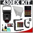 Canon 430EX Speedlite Flash + 8 Batteries & Charger + Bounce Reflector + Cord + Stroboframe 350 Bracket for Canon Rebel XS, XSi, XT, XTi, EOS 1D, 5D, 30D, 40D & 50D EOS Digital SLR Cameras