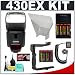 Canon 430ex Speedlite Flash + 8 Batteries & Charger + Bounce Reflector + Cord + Stroboframe 350 Bracket For Canon Rebel Xs, Xsi, Xt, Xti, Eos 1d, 5d, 30d, 40d & 50d Eos Digital Slr Cameras
