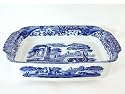 Spode Blue Italian Earthenware 15-1/2-by-11-1/4-Inch Rectangular Handled Dish
