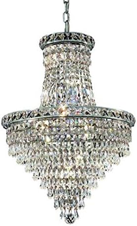 Karci Chrome Modern 12-Light Hanging Chandelier Swarovski Spectra Crystal in Crystal (Clear)-2148D18C-SA--18" W/D