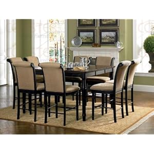 9pc Calabasas Square Pub Dining Table w/ 8 Bar Chairs in Cappuccino