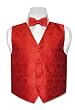 Covona BOY'S Solid RED Paisley Dress Vest BOWTIE Set