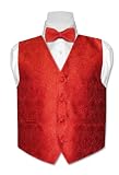 Covona BOYS Solid RED Paisley Dress Vest BOWTIE Set